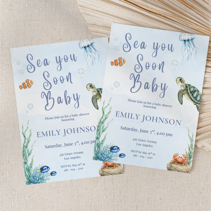 Sea You Soon Baby Shower Invitation