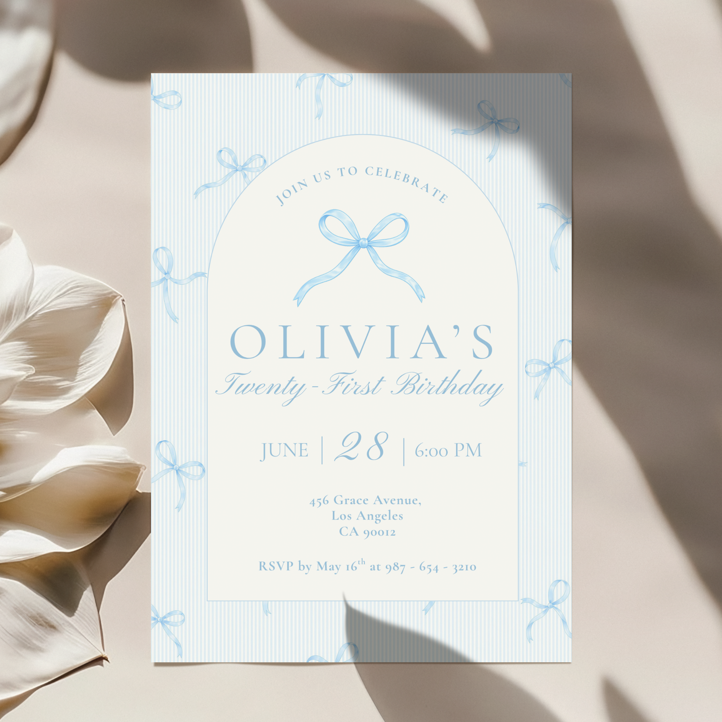 21st Birthday Invitation Ice Blue