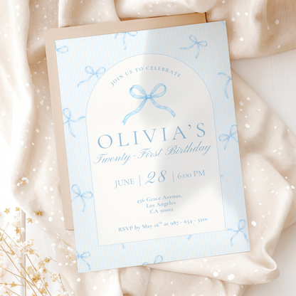 21st Birthday Invitation Ice Blue