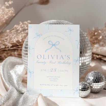 21st Birthday Invitation Ice Blue