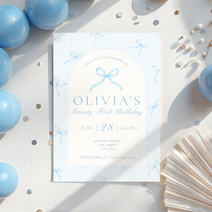 21st Birthday Invitation Ice Blue