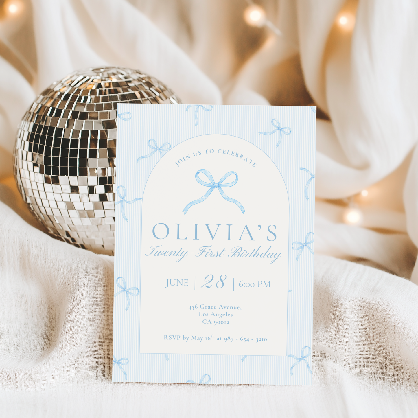 21st Birthday Invitation Ice Blue
