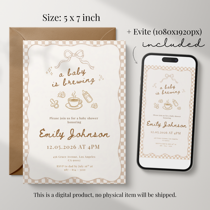 Baby is Brewing Baby Shower Invitation