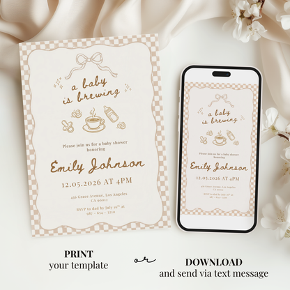 Baby is Brewing Baby Shower Invitation