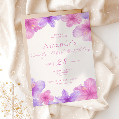 Floral 21st Birthday Invitation