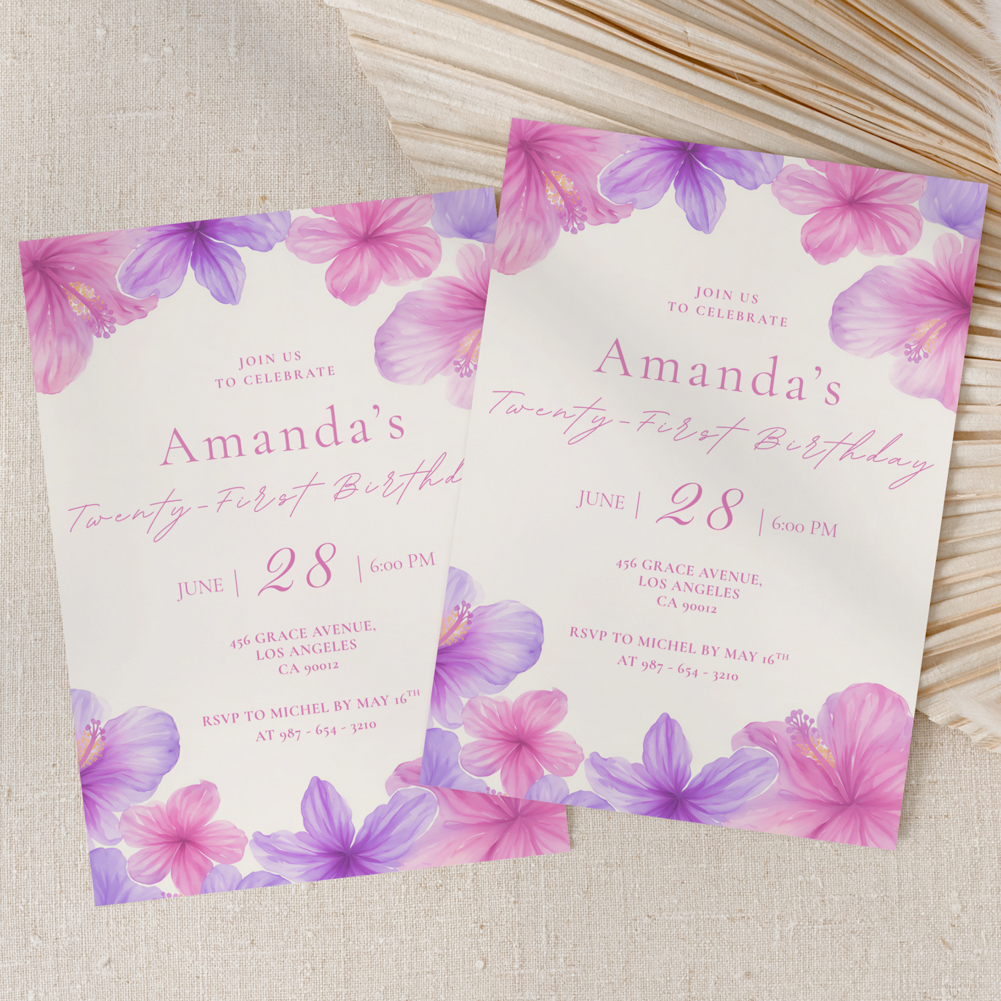 Floral 21st Birthday Invitation