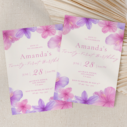 Floral 21st Birthday Invitation