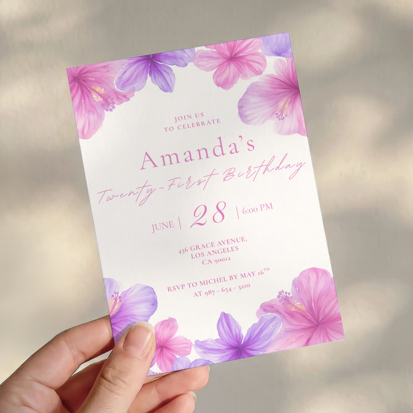 Floral 21st Birthday Invitation
