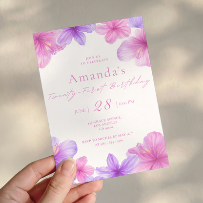 Floral 21st Birthday Invitation