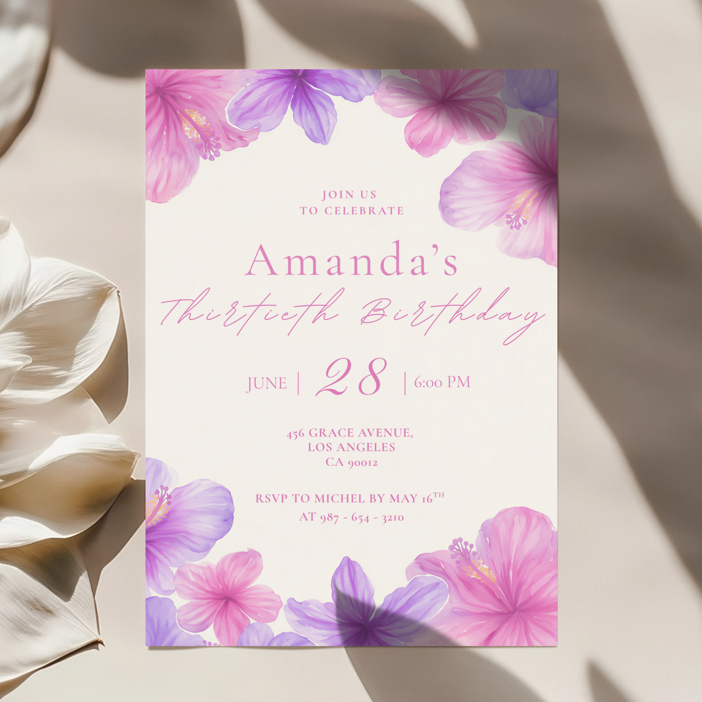 Floral 30th Birthday Invitation
