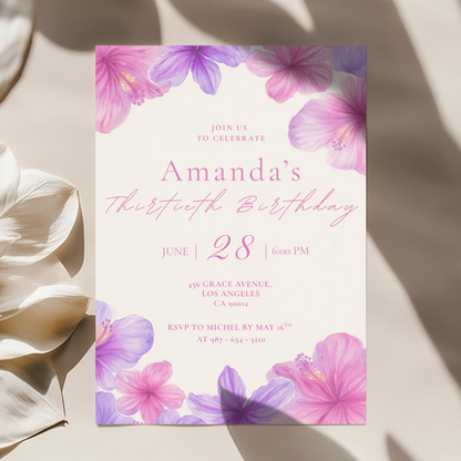 Floral 30th Birthday Invitation