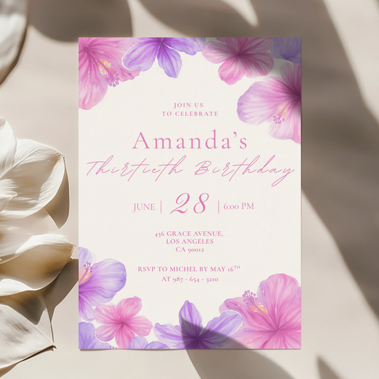 Floral 30th Birthday Invitation
