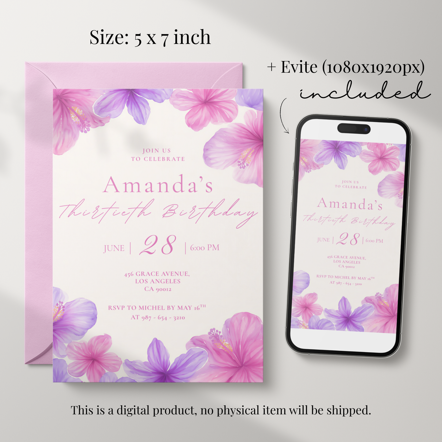 Floral 30th Birthday Invitation