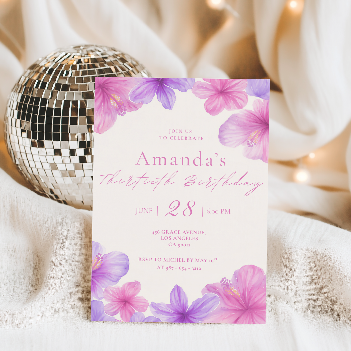 Floral 30th Birthday Invitation