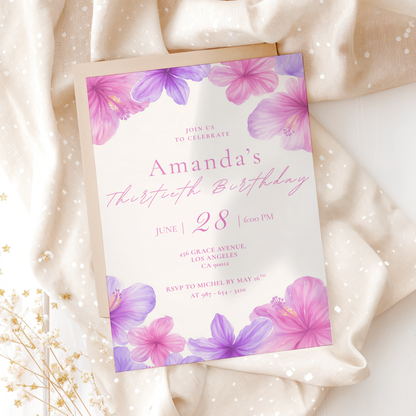Floral 30th Birthday Invitation