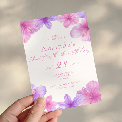 Floral 30th Birthday Invitation