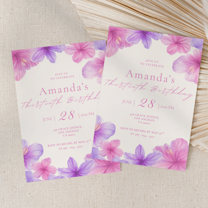 Floral 30th Birthday Invitation