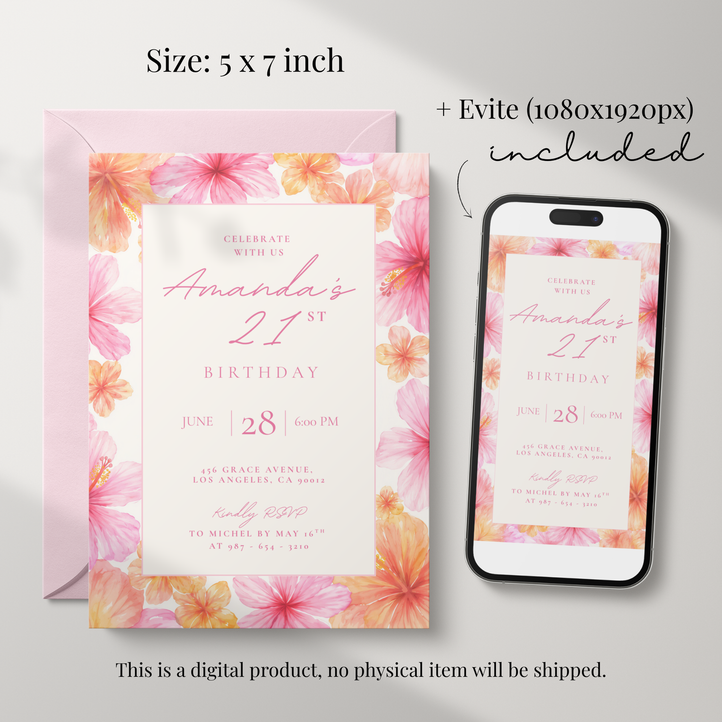 Exotic Floral 21st Birthday Invitation