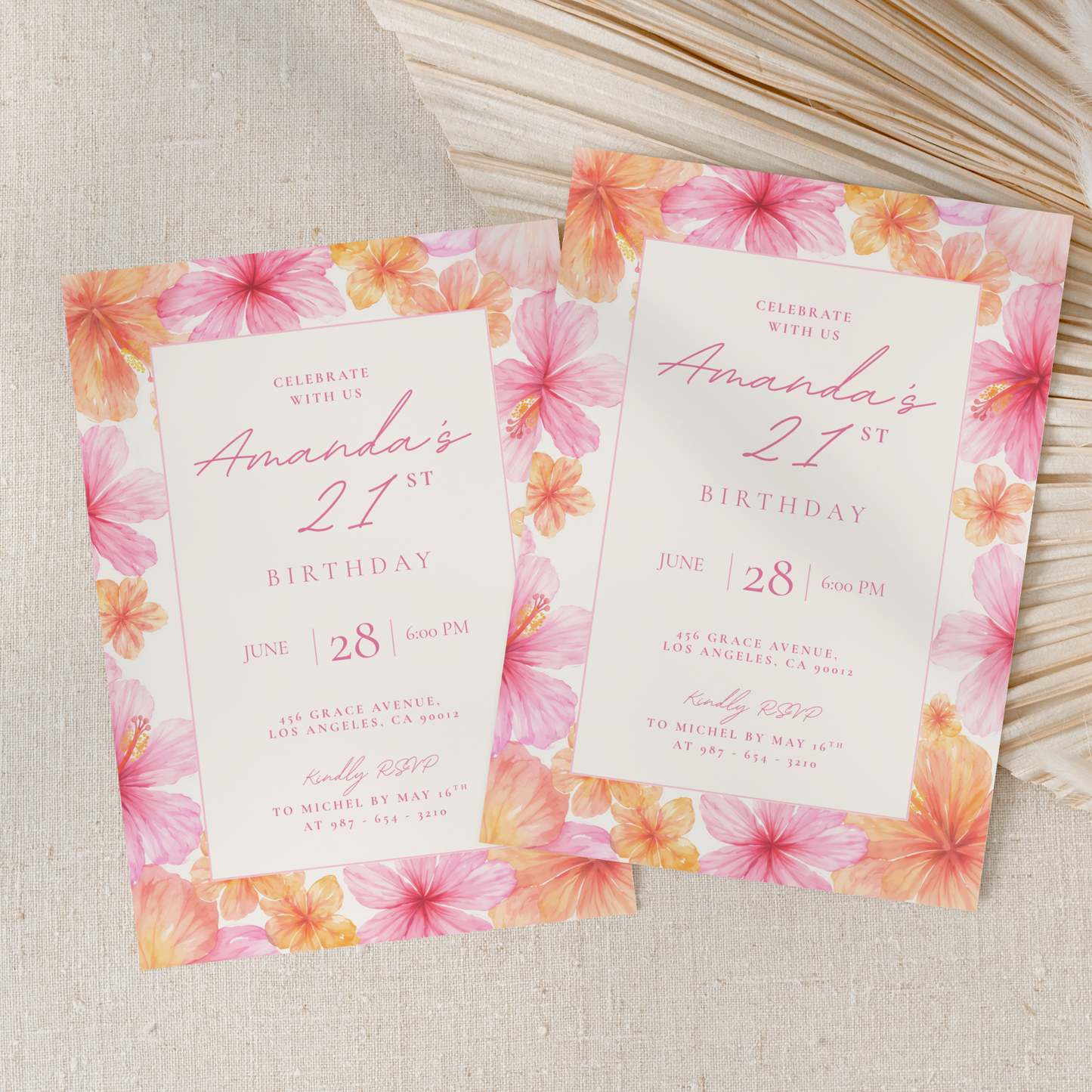 Exotic Floral 21st Birthday Invitation