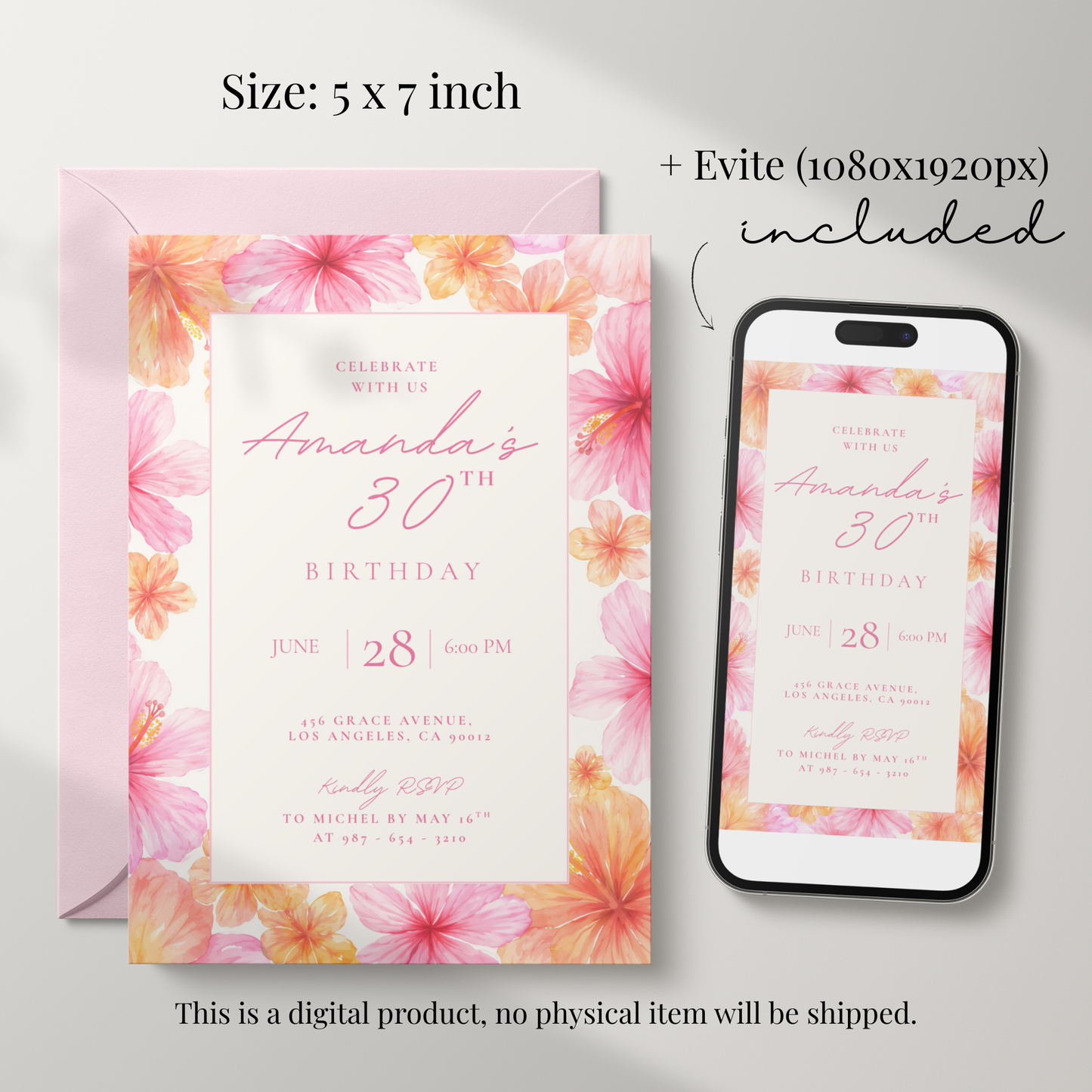 Exotic Floral 30th Birthday Invitation