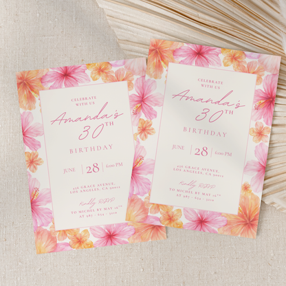 Exotic Floral 30th Birthday Invitation