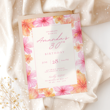 Exotic Floral 30th Birthday Invitation