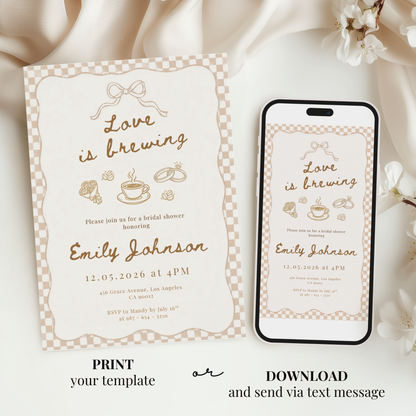 Love is Brewing — Bridal Shower Invitation Template