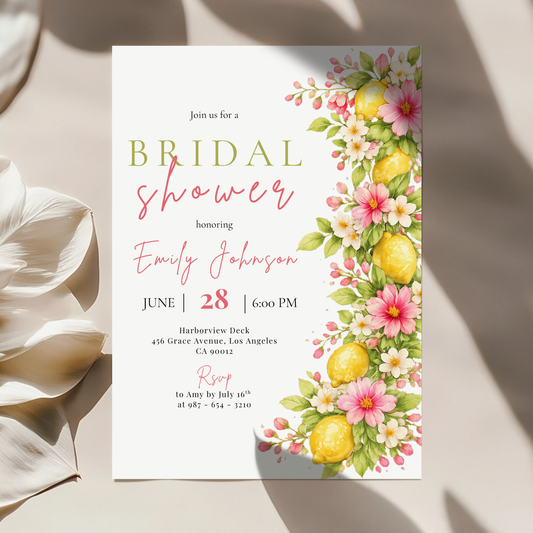 Floral Italian Bridal Shower Invitation