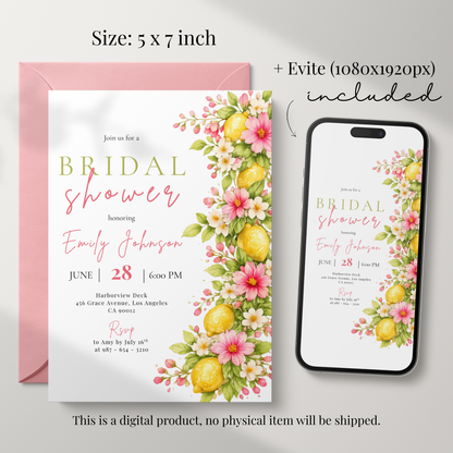 Floral Italian Bridal Shower Invitation