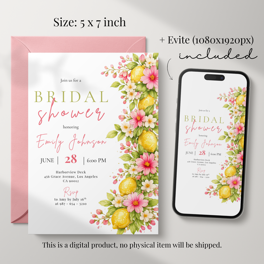 Floral Italian Bridal Shower Invitation