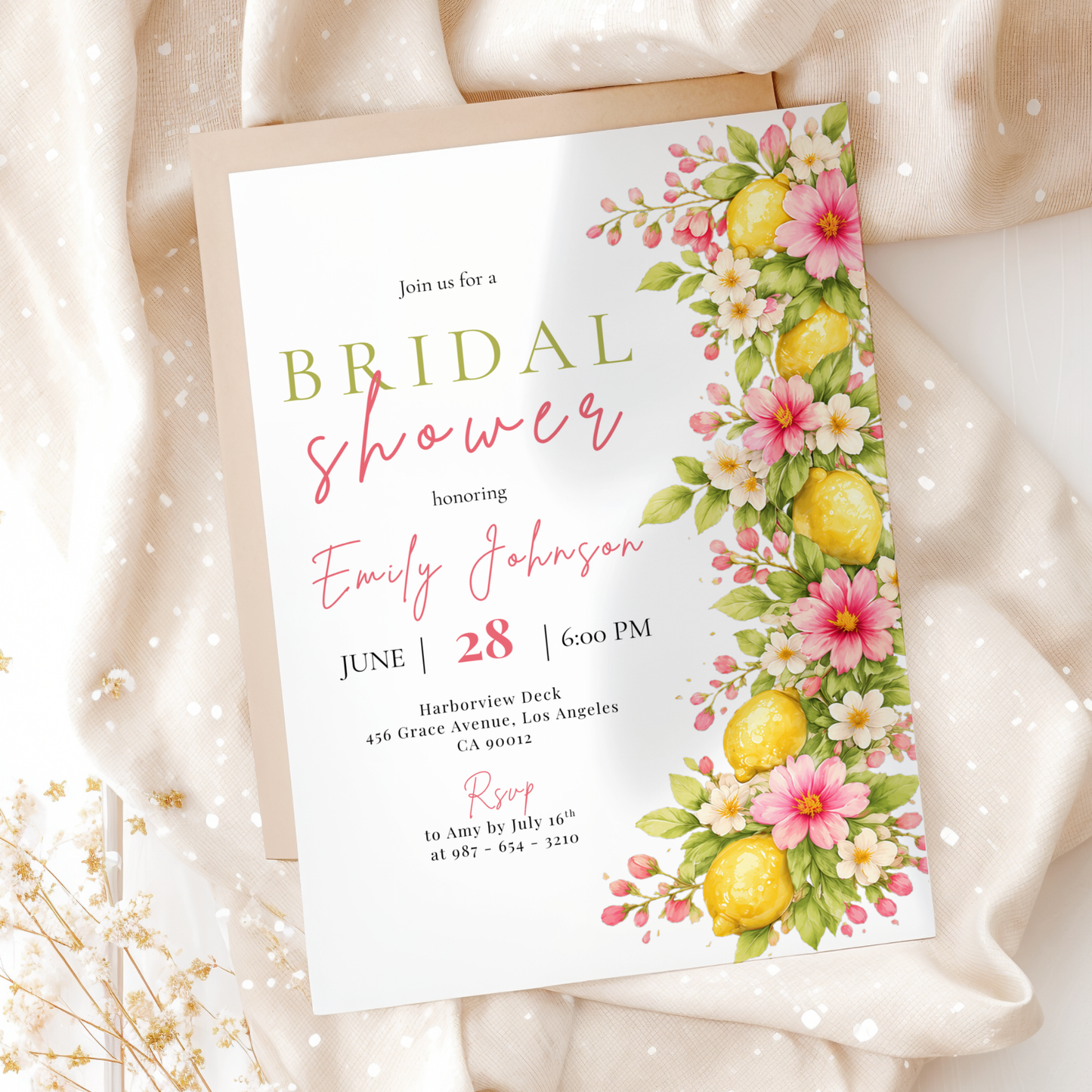 Floral Italian Bridal Shower Invitation