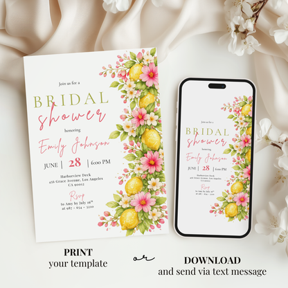 Floral Italian Bridal Shower Invitation