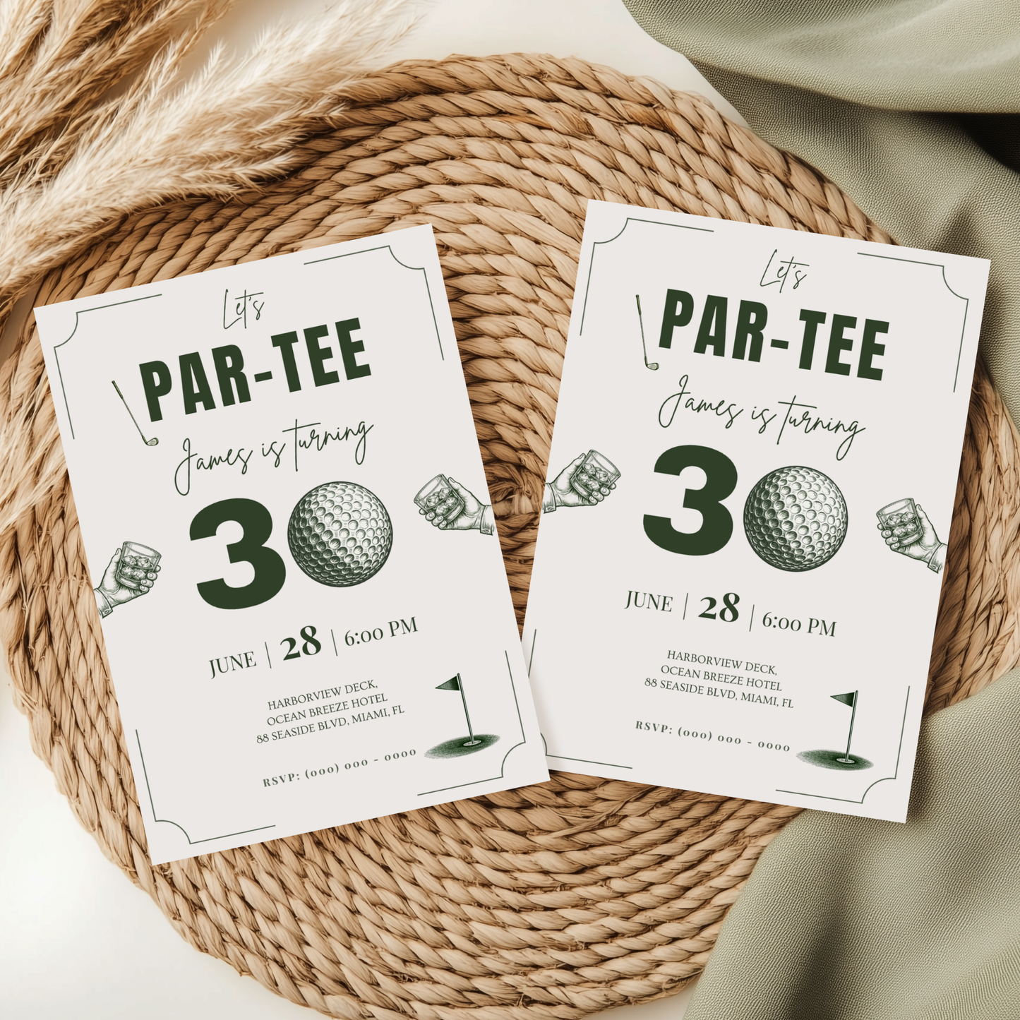 Let's Par-Tee — 30th Birthday Invitation Template (Golf Themed)