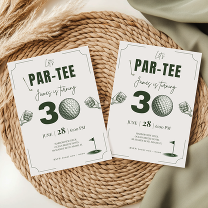 Let's Par-Tee — 30th Birthday Invitation Template (Golf Themed)
