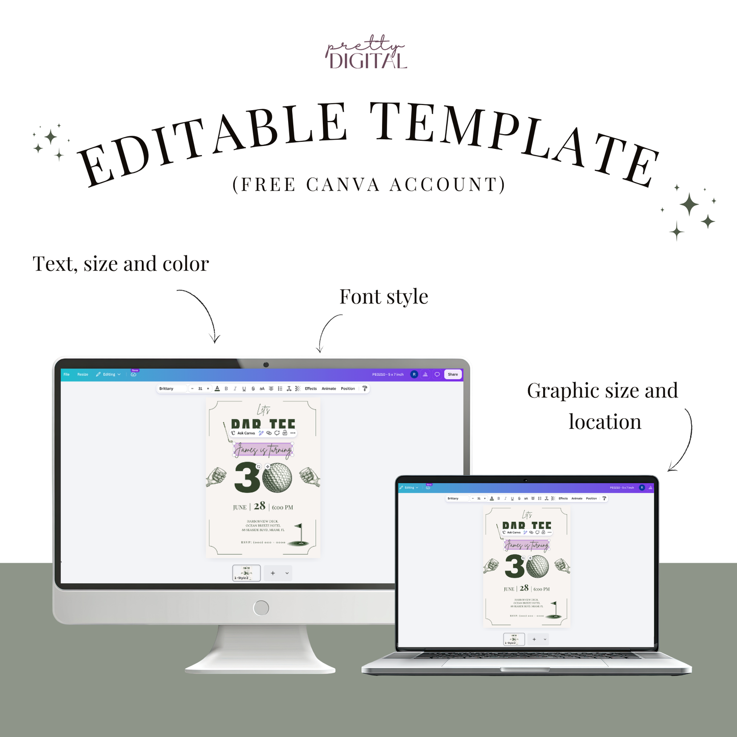 Let's Par-Tee — 30th Birthday Invitation Template (Golf Themed)