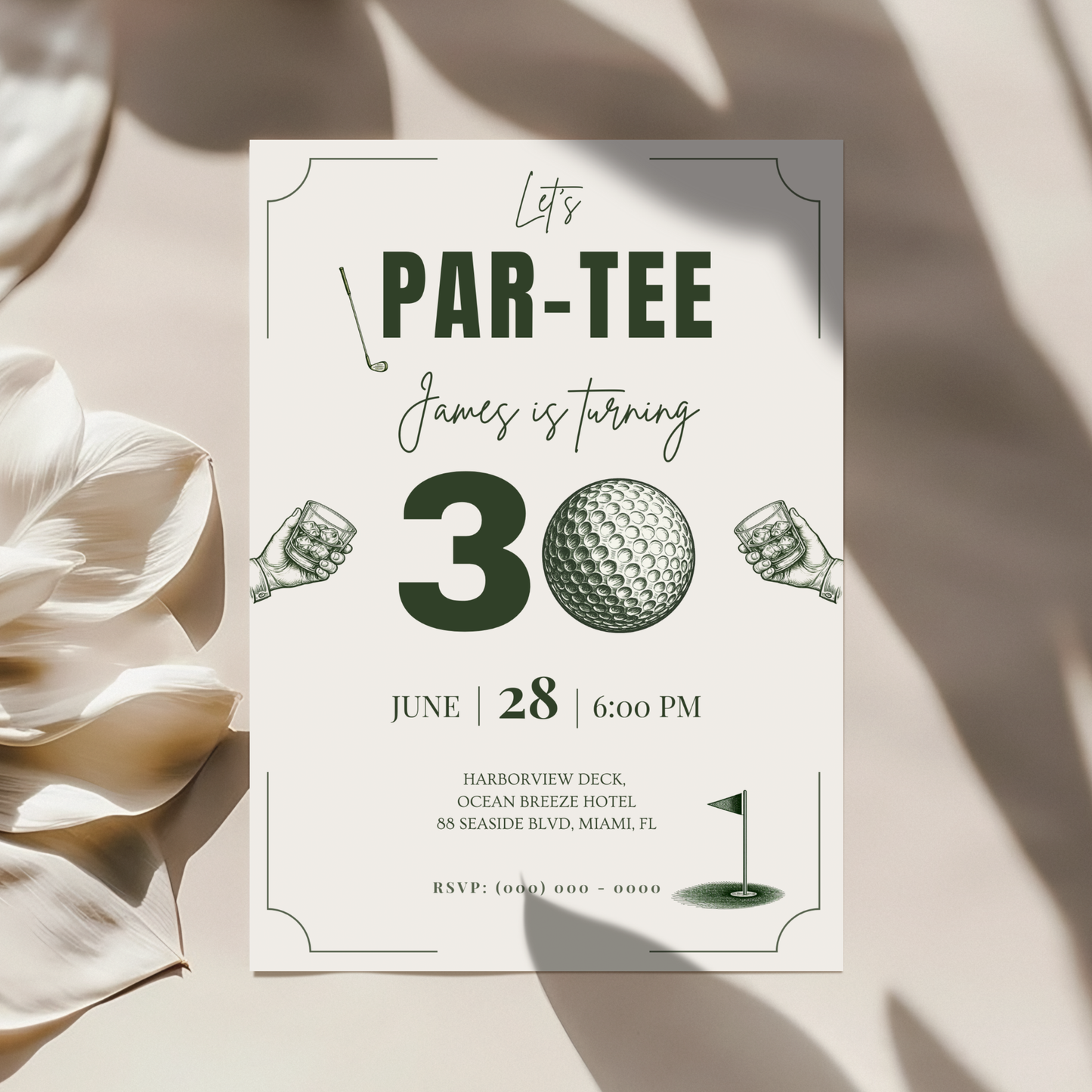 Let's Par-Tee — 30th Birthday Invitation Template (Golf Themed)
