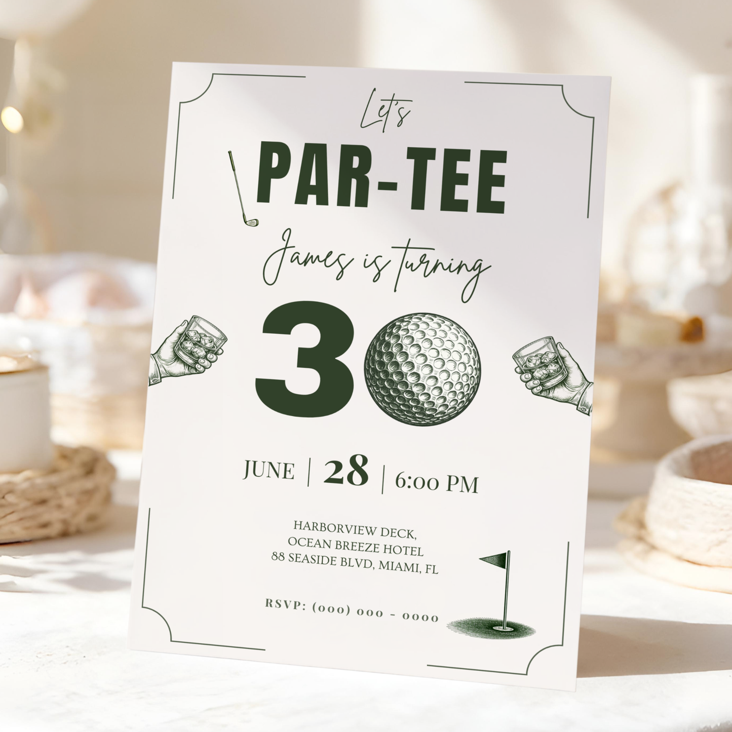 Let's Par-Tee — 30th Birthday Invitation Template (Golf Themed)