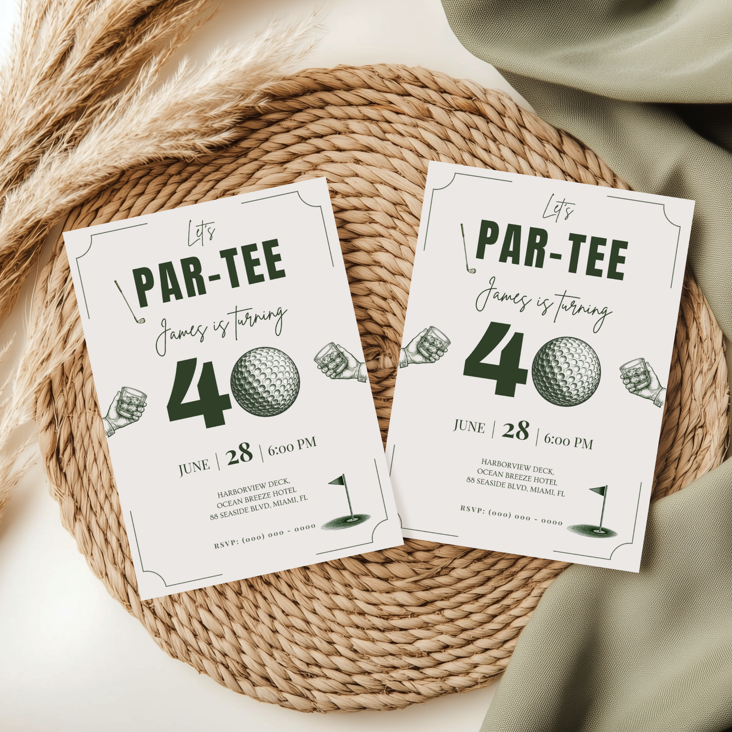 Let's Par-Tee — 40th Birthday Invitation Template (Golf Themed)