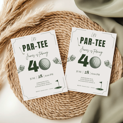 Let's Par-Tee — 40th Birthday Invitation Template (Golf Themed)