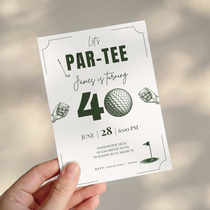 Let's Par-Tee — 40th Birthday Invitation Template (Golf Themed)