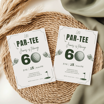 Let's Par-Tee — 60th Birthday Invitation Template (Golf Themed)