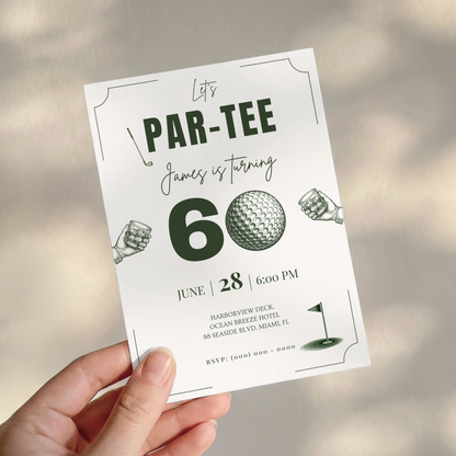 Let's Par-Tee — 60th Birthday Invitation Template (Golf Themed)