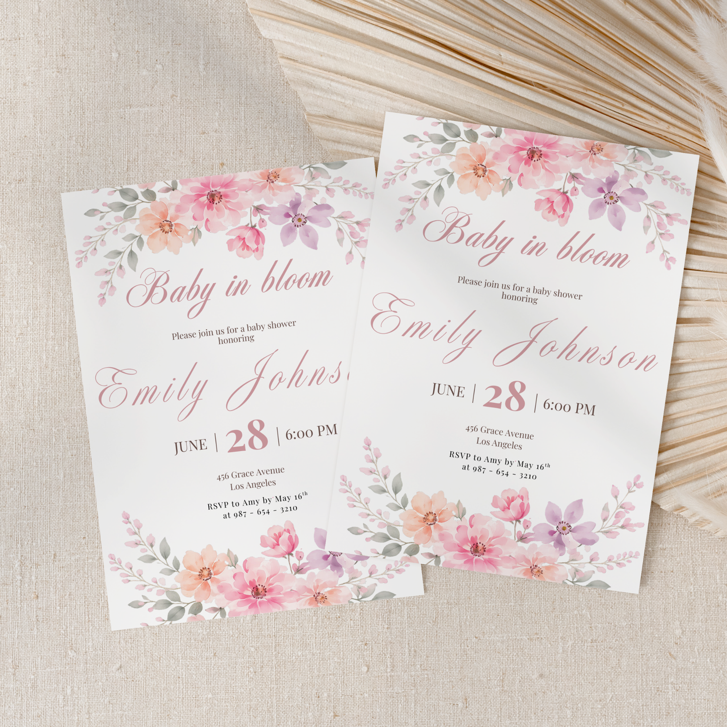 Pink Baby in Bloom Baby Shower Invitation