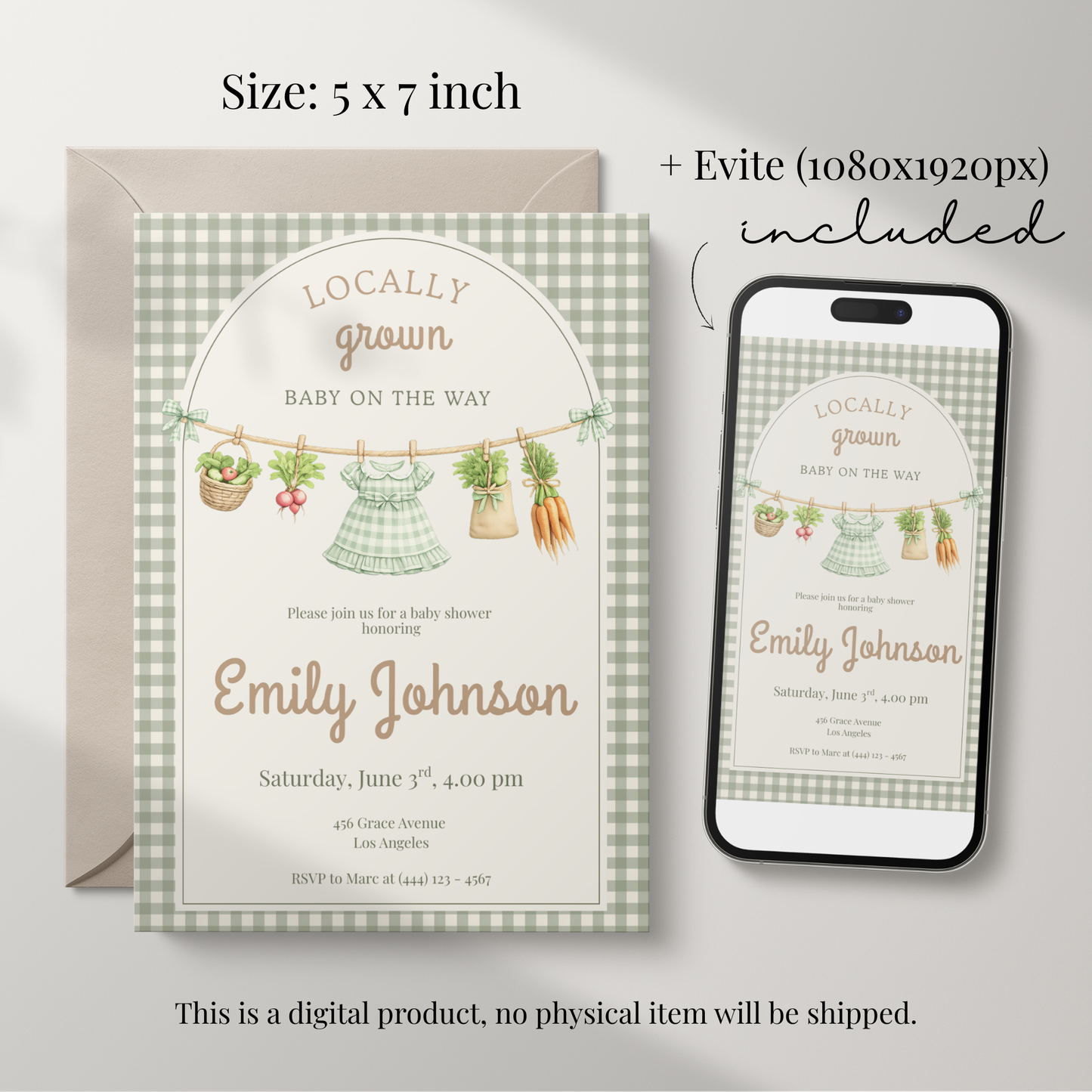 Locally Grown Baby Shower Invitation Girl