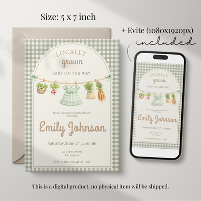 Locally Grown Baby Shower Invitation Girl