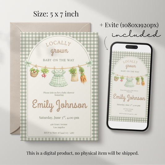 Locally Grown Baby Shower Invitation Girl