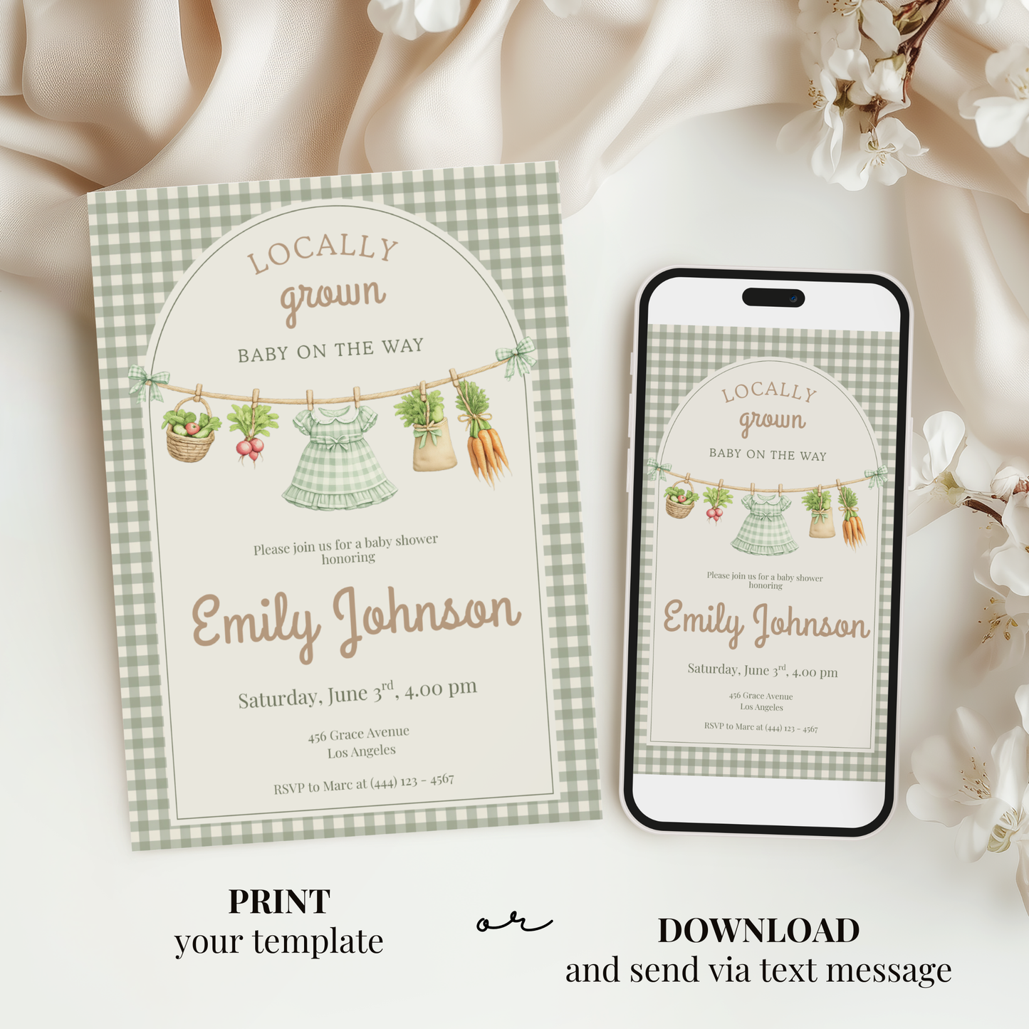 Locally Grown Baby Shower Invitation Girl