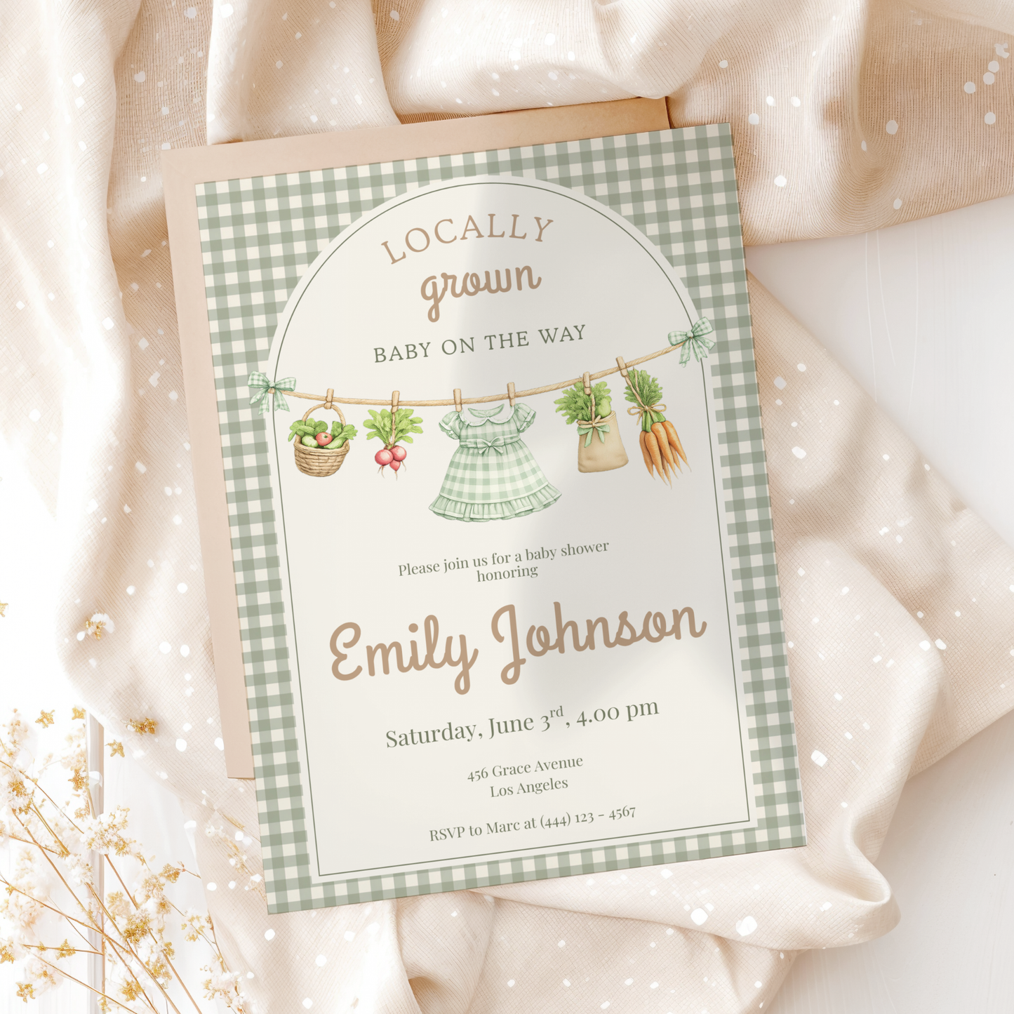 Locally Grown Baby Shower Invitation Girl