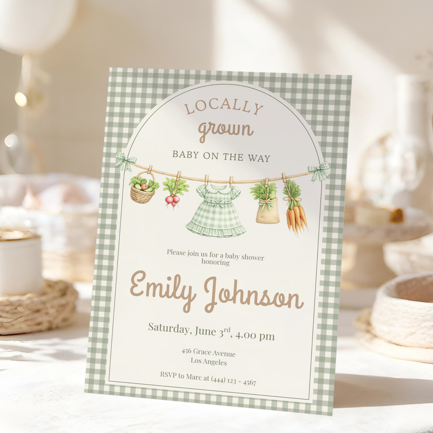 Locally Grown Baby Shower Invitation Girl