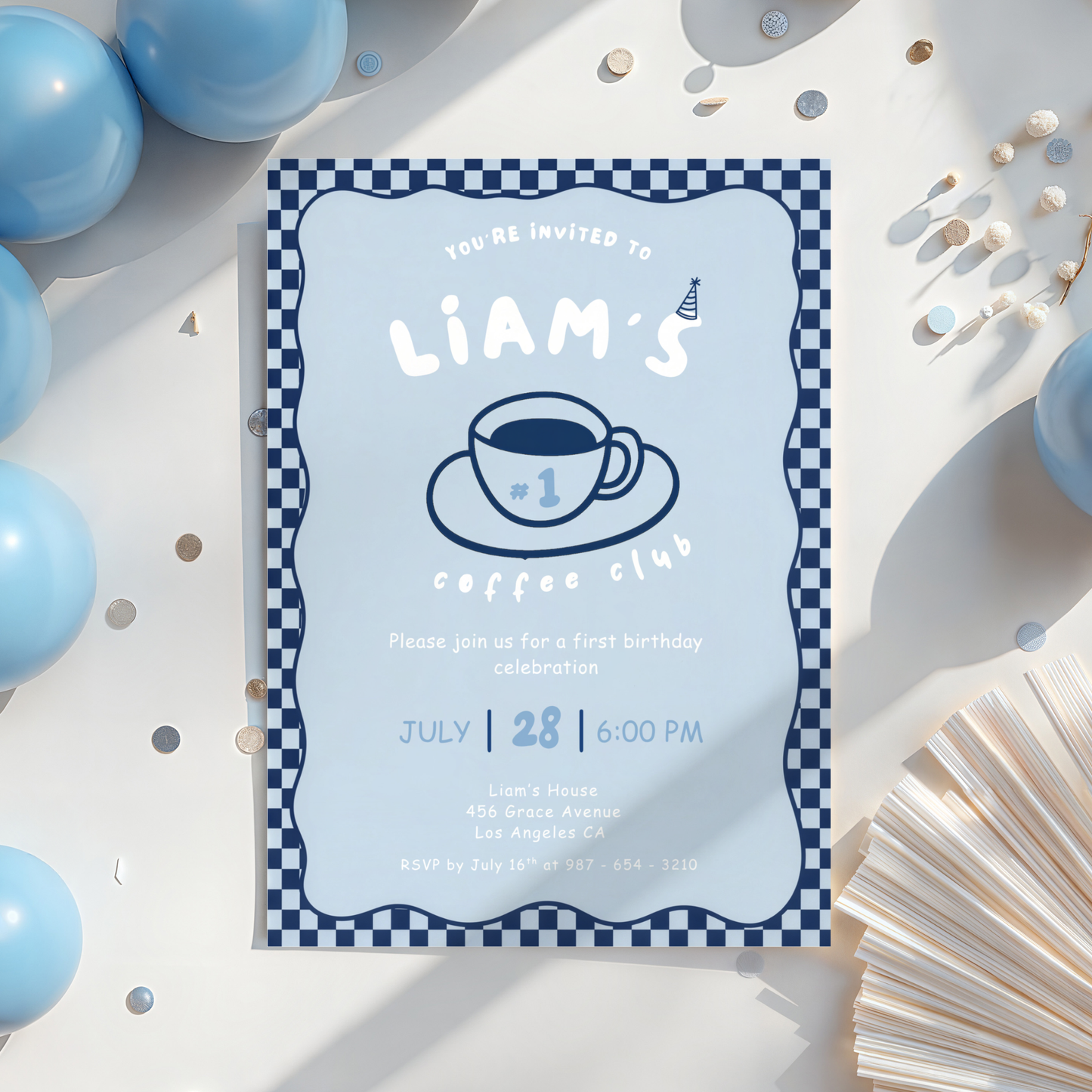 Coffee Club 1st Birthday Invitation